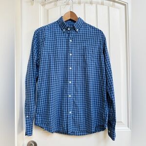 Gap Factory Standard Fit Blue on Boue Check 100% Cotton Button Down Shirt. M